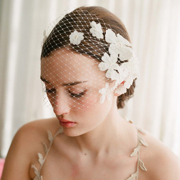 エレガントなベージュショートベールチュール模造真珠結婚式帽子とfascinators鳥かごのブライダル-ヘッドピース-パーティーハット.jpg_350x350