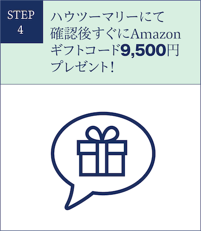 ハウツーマリーにて確認後すぐにアマゾンギフトコード9500円分プレゼント！