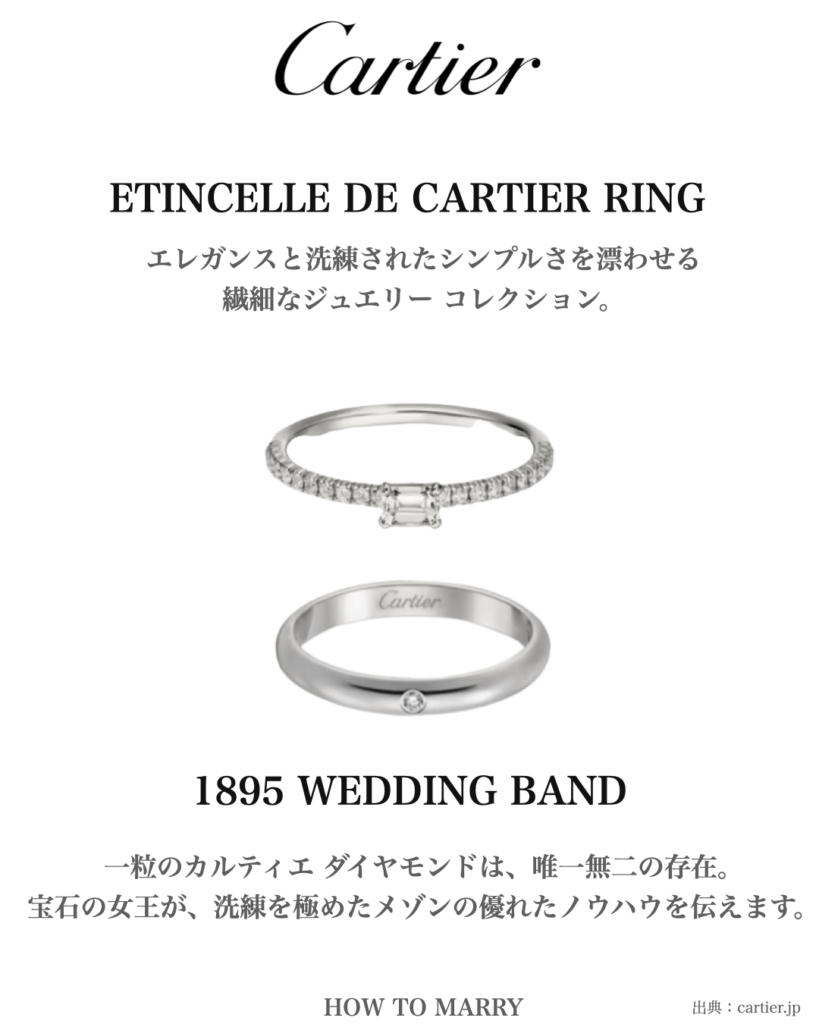 Cartier（カルティエ）のおすすめ重ね着けリング_ETINCELLE DE CARTIER RING × 1895 WEDDING BAND