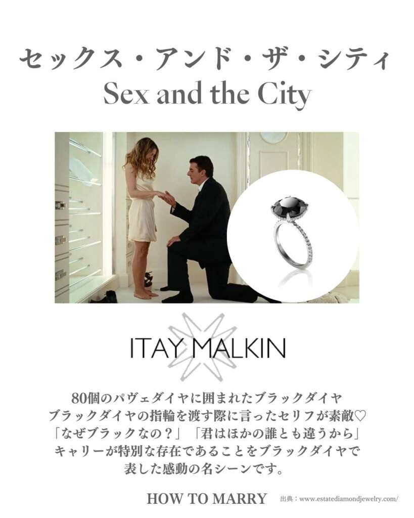 セックス・アンド・ザ・シティで使われていた、itay malkinのブラックダイヤが特徴的なエンゲージリング