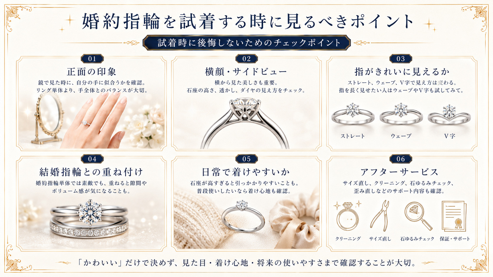 婚約指輪試着時に見るべきポイント
